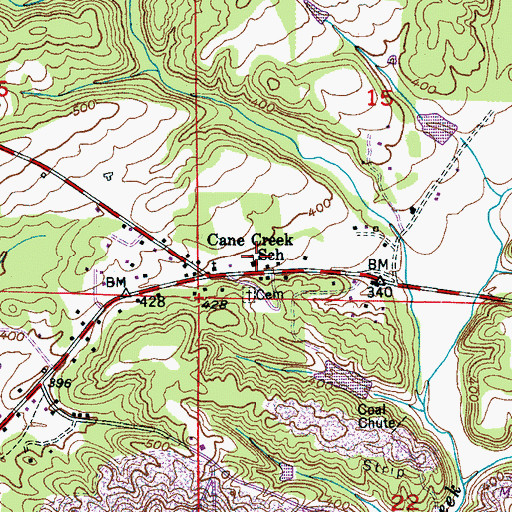 Topographic Map of Cane Creek Volunteer Fire Department, AL