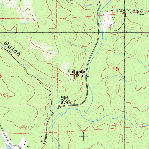 Topographic Map of Tollgate, CA
