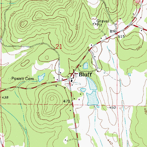 Topographic Map of Kirkland - Bluff - Wayside Volunteer Fire Department Station 1, AL