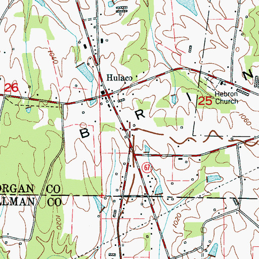 Topographic Map of Tri - County Volunteer Fire Department, AL