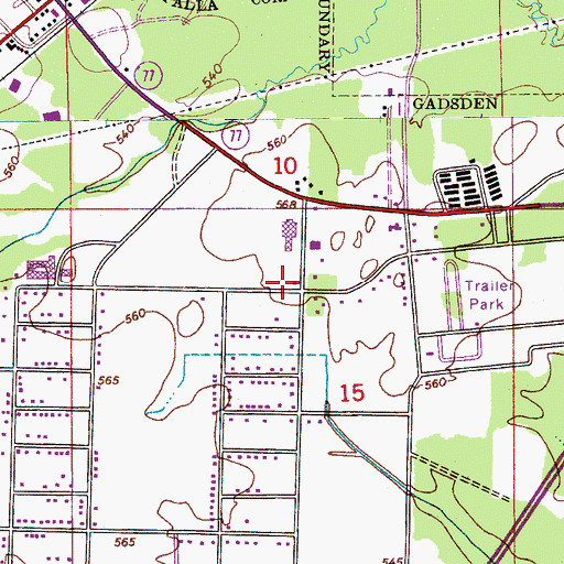 Topographic Map of Attalla Fire and Rescue Station 2, AL