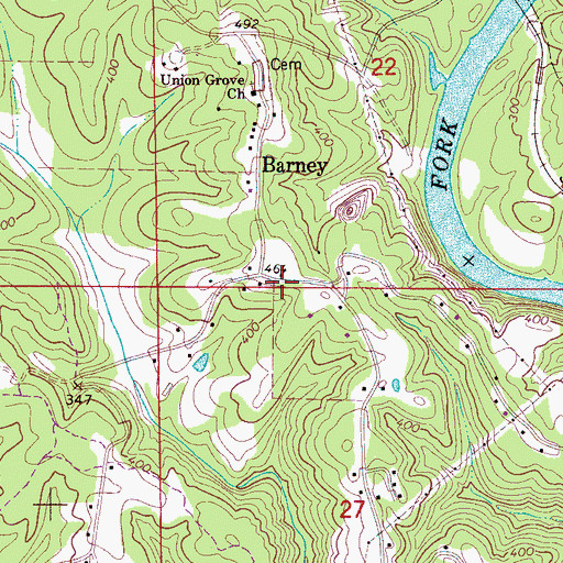 Topographic Map of Barney Volunteer Fire Department, AL