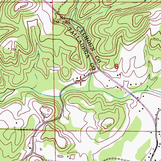 Topographic Map of Eastaboga Volunteer Fire Department Station 2, AL