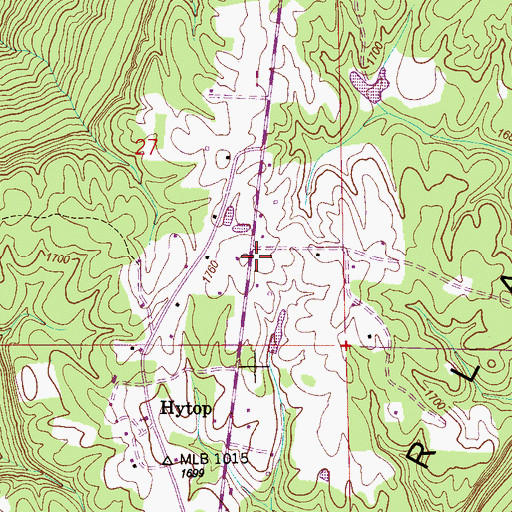 Topographic Map of Hytop Volunteer Fire Department, AL