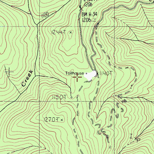 Topographic Map of Tollhouse, CA
