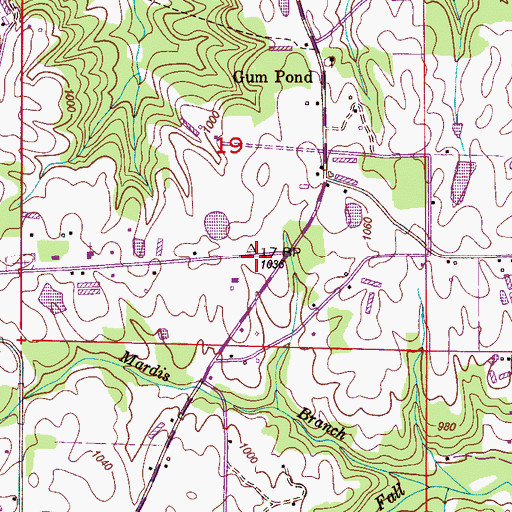 Topographic Map of Bethel - Gum Pond Volunteer Fire Department, AL