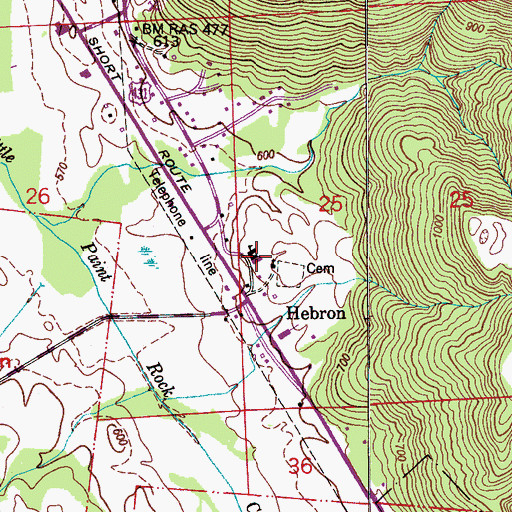 Topographic Map of Hebron Volunteer Fire Department, AL