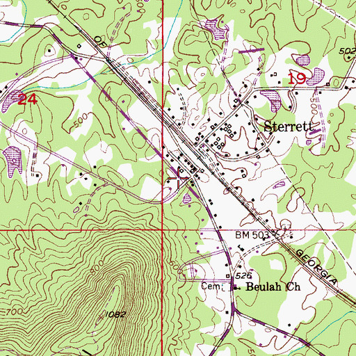 Topographic Map of Vandiver Volunteer Fire and Rescue Department Station 2, AL