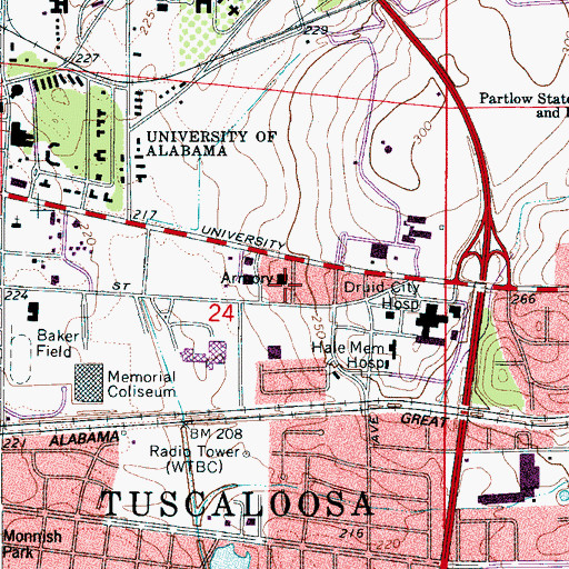 Topographic Map of Tuscaloosa Fire and Rescue Station 2, AL