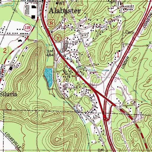 Topographic Map of Alabaster Fire and Rescue Service Station 3, AL