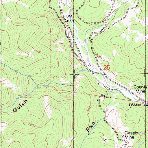 Topographic Map of Tom Gray Gulch, CA