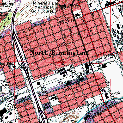 Topographic Map of Birmingham Fire and Rescue Service Station 13, AL