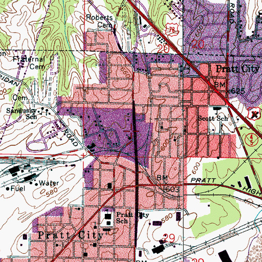 Topographic Map of Birmingham Fire and Rescue Service Station 18, AL