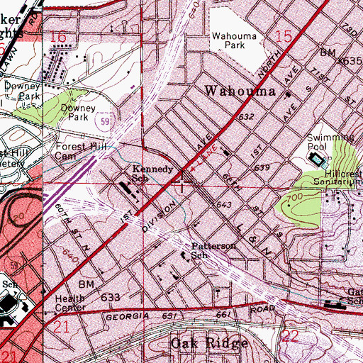 Topographic Map of Birmingham Fire and Rescue Service Station 12, AL