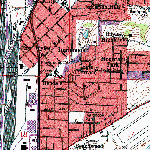 Topographic Map of Birmingham Fire and Rescue Service Station 23, AL
