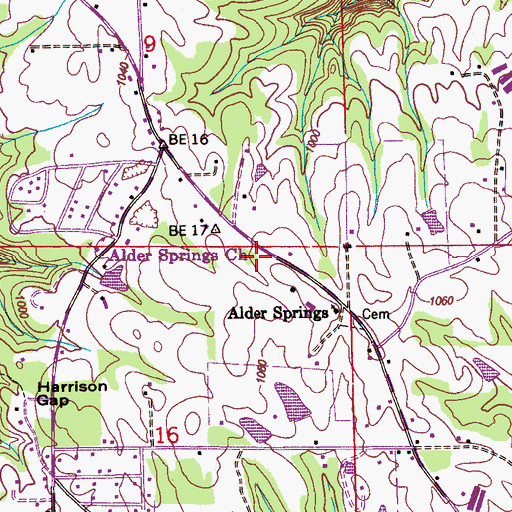 Topographic Map of Alder Springs Volunteer Fire Department, AL