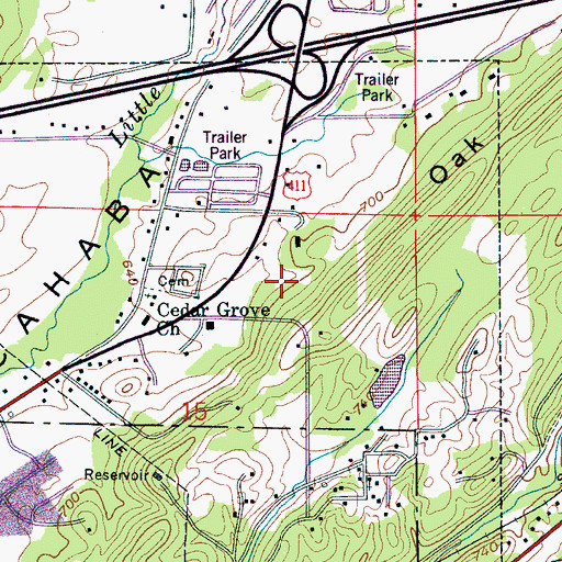 Topographic Map of Leeds Fire and Rescue Station 1, AL