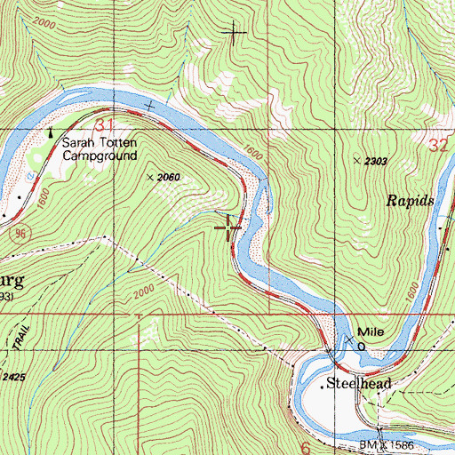 Topographic Map of Tom Martin Creek, CA