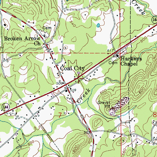 Topographic Map of Wattsville Volunteer Fire Department, AL