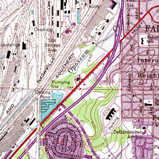 Topographic Map of United States Steel Corporation Fairfield Works Fire Department, AL