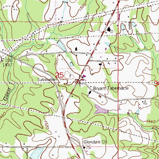 Topographic Map of Tri - Community Volunteer Fire Department Bryant Station 2, AL