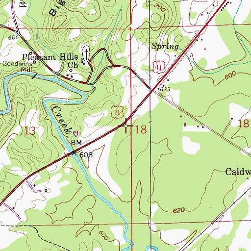 Topographic Map of Pleasant Hill Volunteer Fire Department, AL