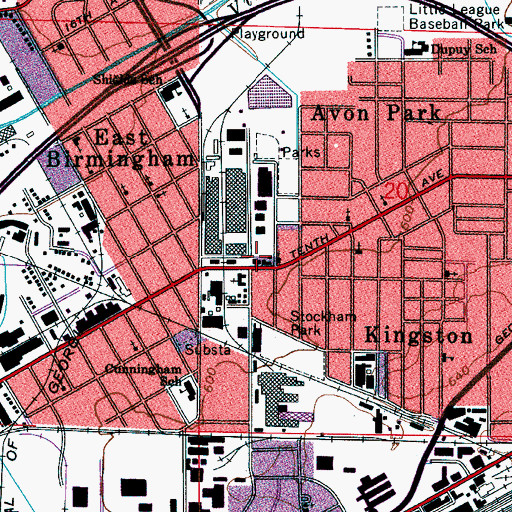 Topographic Map of Birmingham Fire and Rescue Service Station 8, AL