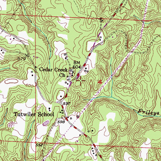 Topographic Map of Tutwiler Volunteer Fire and Rescue, AL