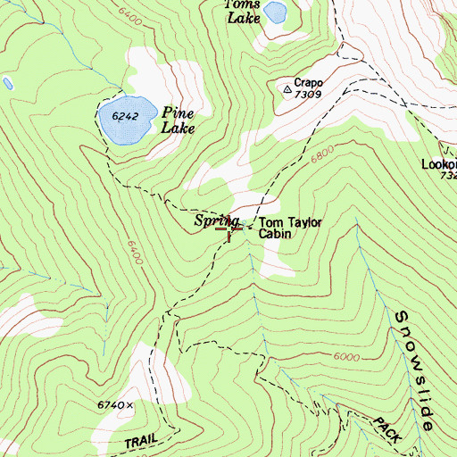 Topographic Map of Tom Taylor Cabin, CA