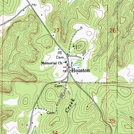 Topographic Map of Houston Volunteer Fire Department, AL