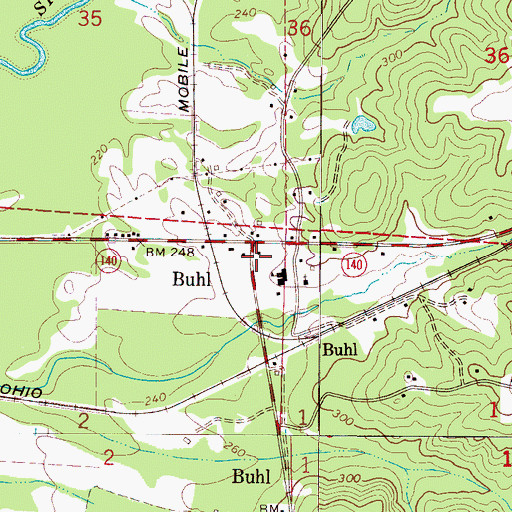 Topographic Map of Sipsey Valley Volunteer Fire Department Buhl Station, AL