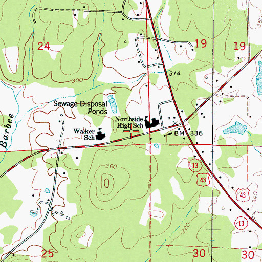 Topographic Map of Samantha Volunteer Fire Department, AL