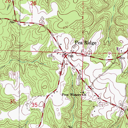 Topographic Map of Pea Ridge Volunteer Fire Department, AL
