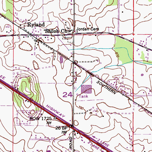 Topographic Map of Central Volunteer Fire Department Station 2, AL