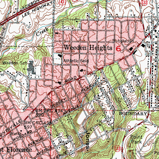 Topographic Map of Florence Fire Department Station 4, AL