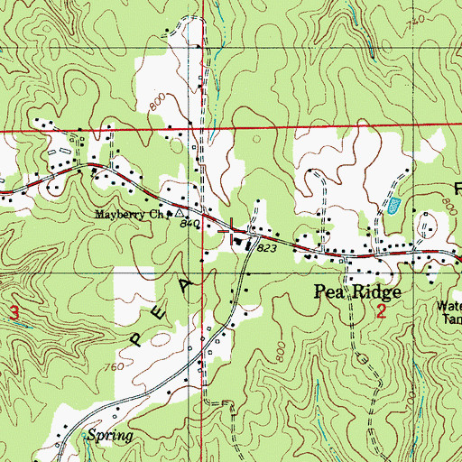 Topographic Map of Pea Ridge Volunteer Fire and Rescue Department, AL