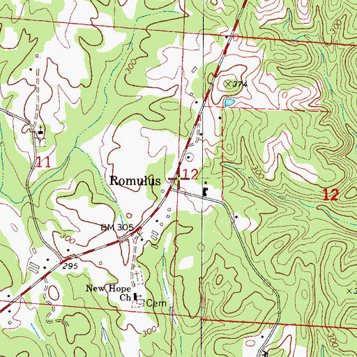 Topographic Map of Romulus Volunteer Fire Department, AL