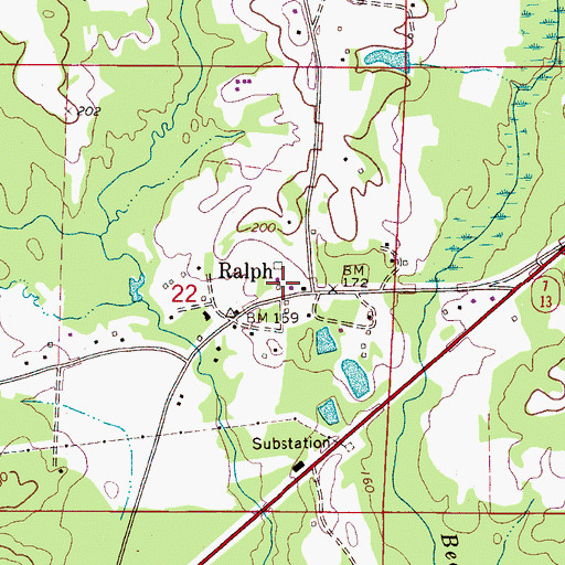 Topographic Map of Fosters - Ralph Fire Protection District, AL
