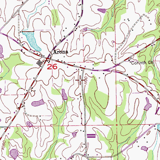 Topographic Map of Aroney Fire Department Station 1, AL