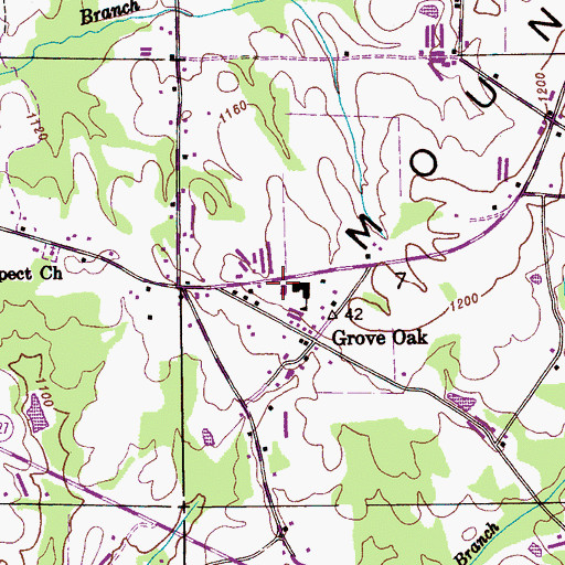 Topographic Map of Grove Oak Volunteer Fire Department, AL
