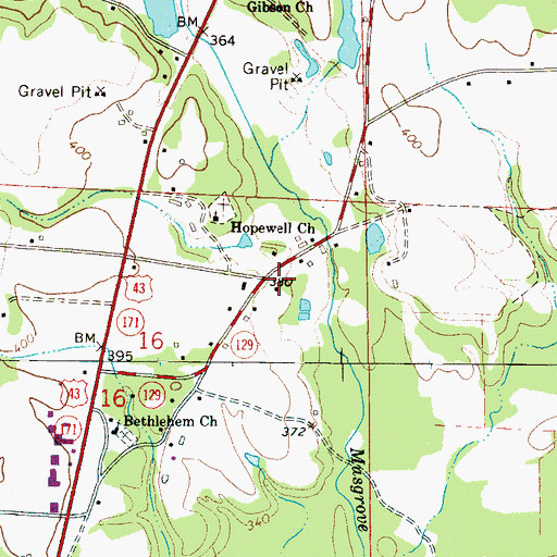 Topographic Map of Lawrence Mill Volunteer Fire Department, AL