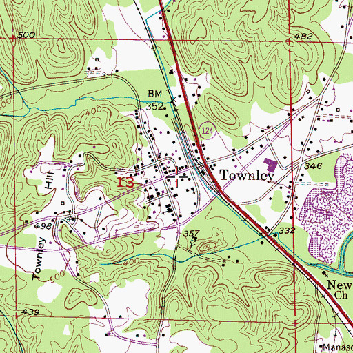 Topographic Map of Townley Volunteer Fire Department, AL