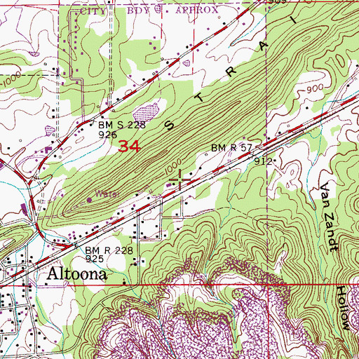 Topographic Map of Altoona Fire and Rescue Station, AL