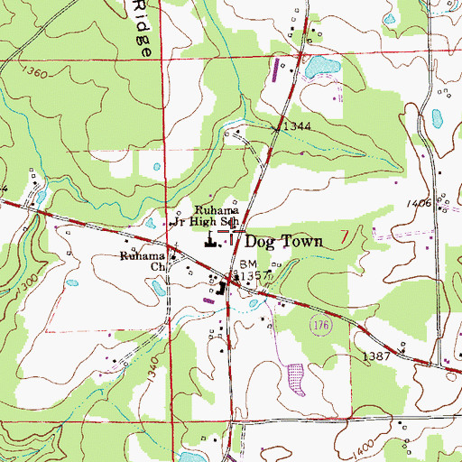 Topographic Map of Dogtown Volunteer Fire Department, AL