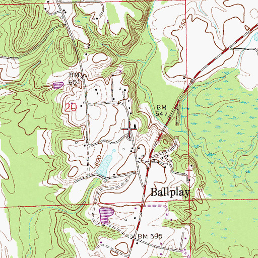 Topographic Map of Ball Play Volunteer Fire Department Station 2, AL