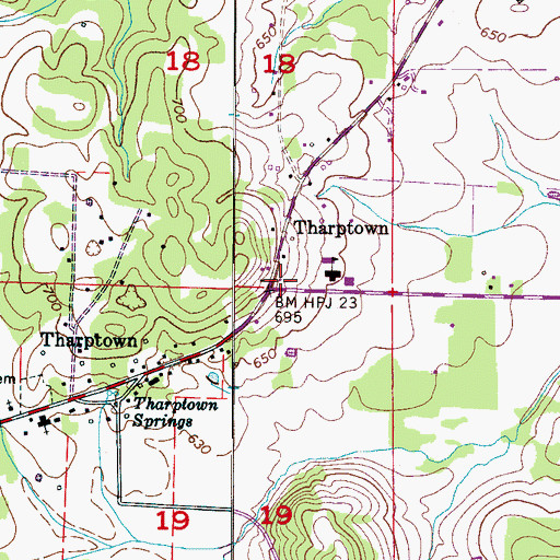 Topographic Map of Tharptown Volunteer Fire Department, AL