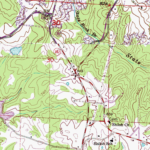 Topographic Map of Shiloh Volunteer Fire Department, AL