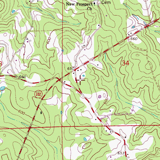 Topographic Map of Fowler Crossroads Volunteer Fire Department, AL