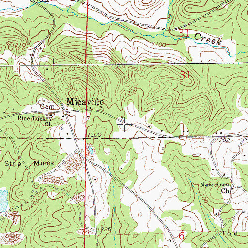 Topographic Map of Micaville Volunteer Fire Department, AL