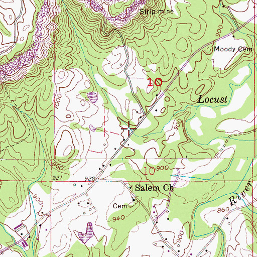 Topographic Map of West Etowah Volunteer Fire Department, AL